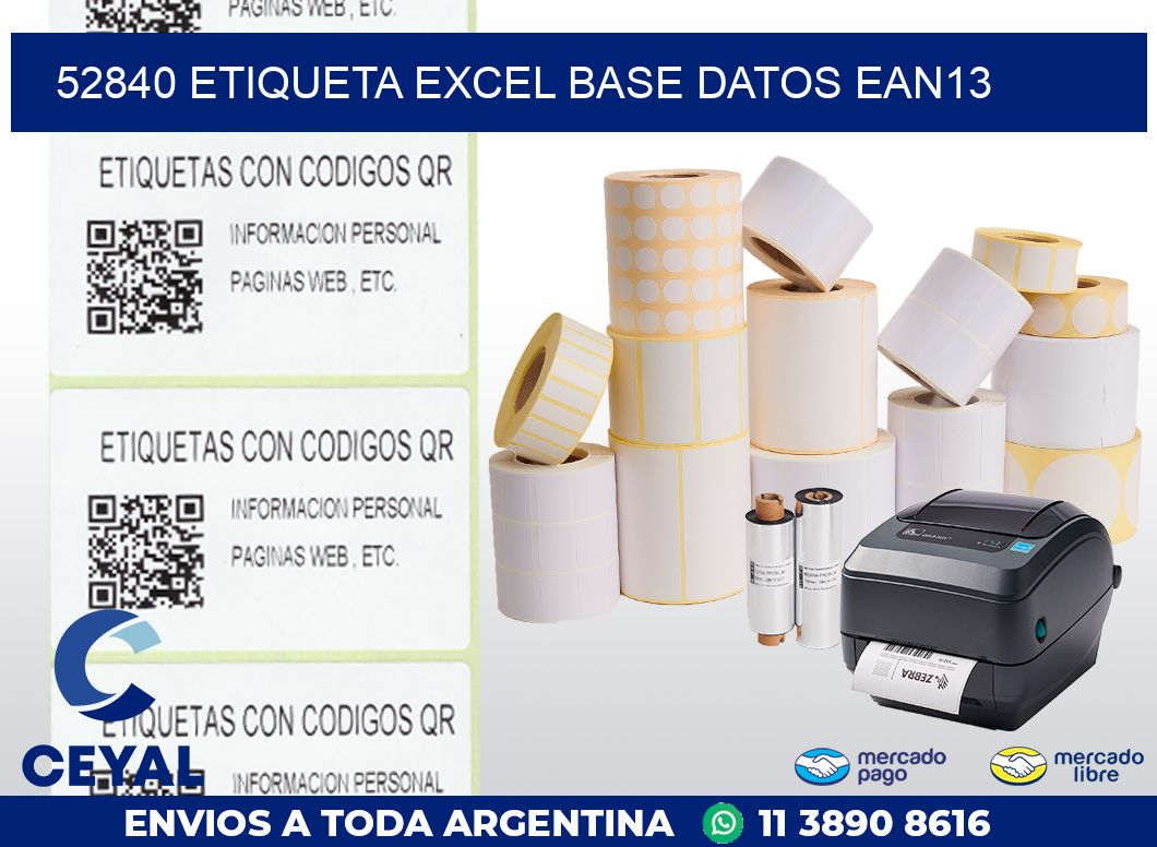 52840 etiqueta excel base datos ean13