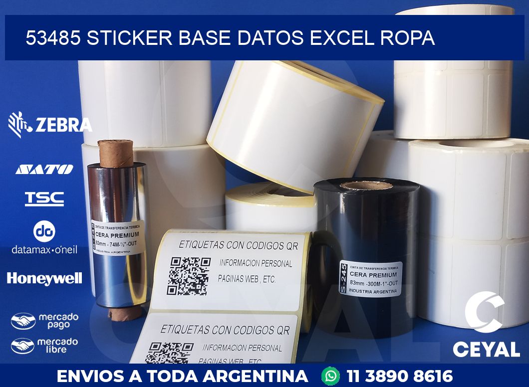 53485 sticker base datos excel ropa