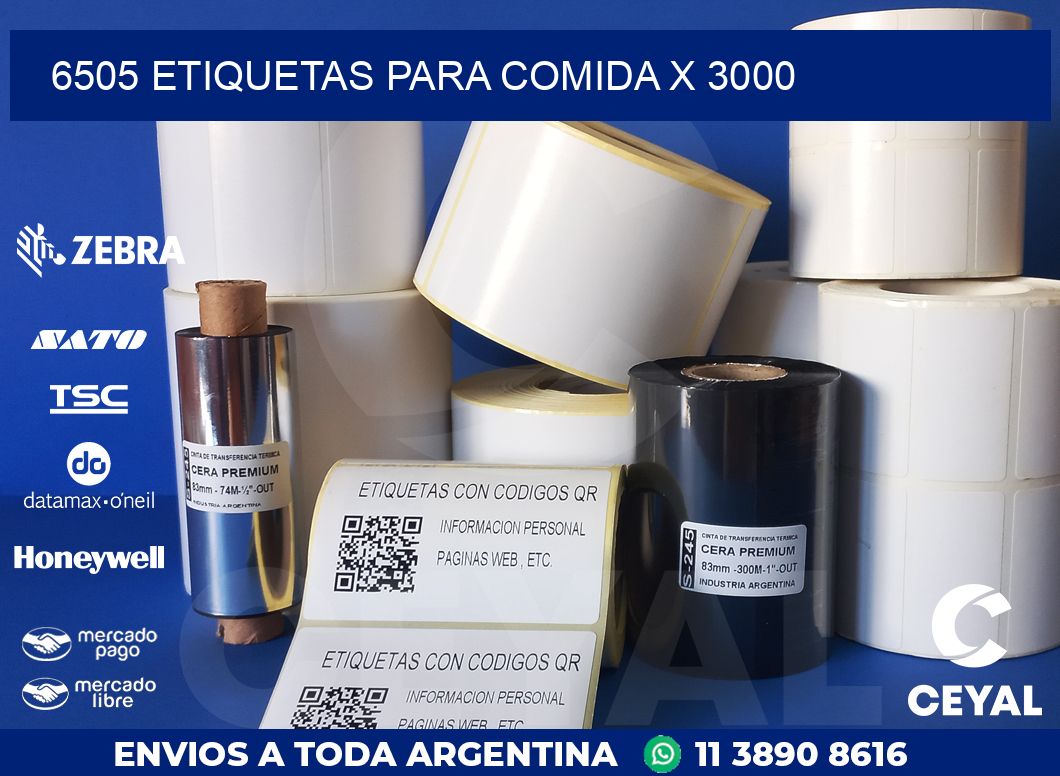 6505 ETIQUETAS PARA COMIDA x 3000