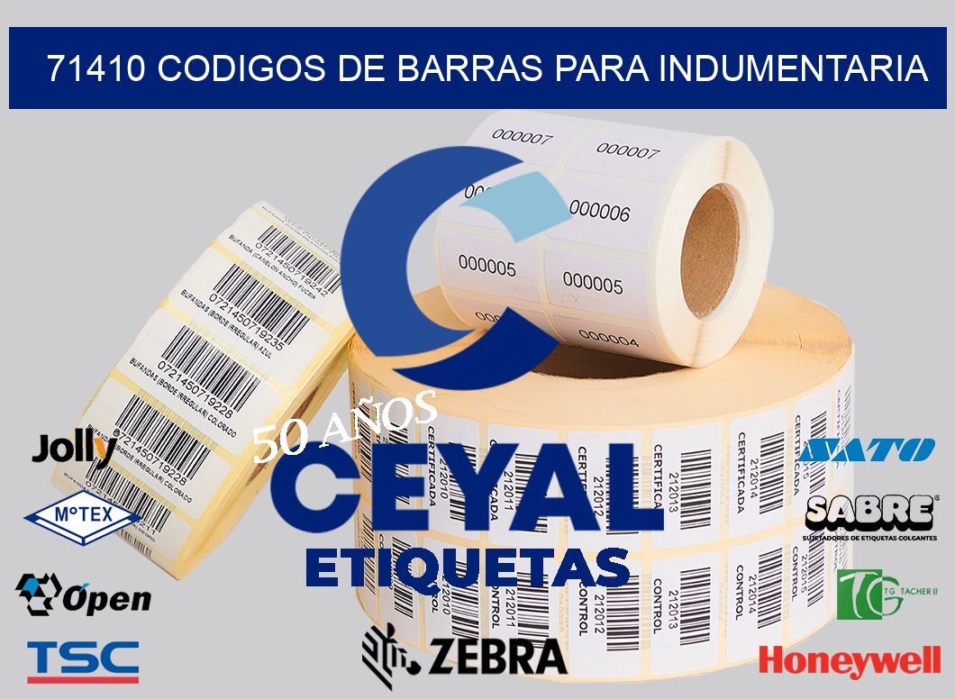 71410 CODIGOS DE BARRAS PARA INDUMENTARIA