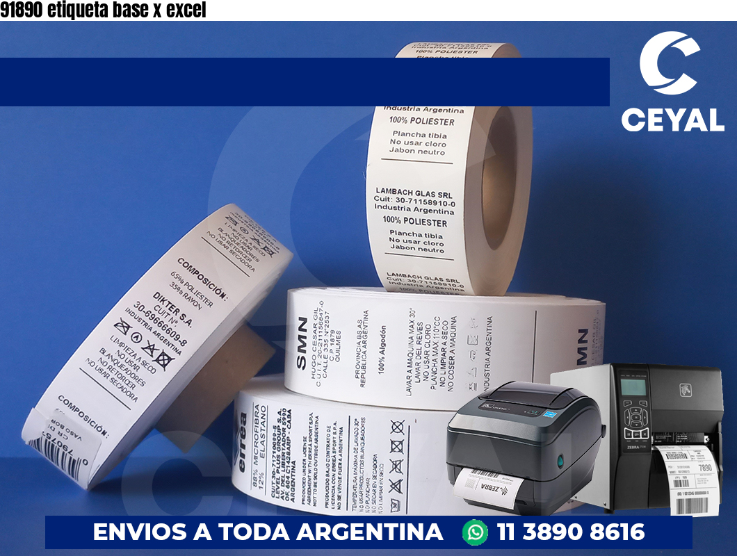 91890 etiqueta base x excel