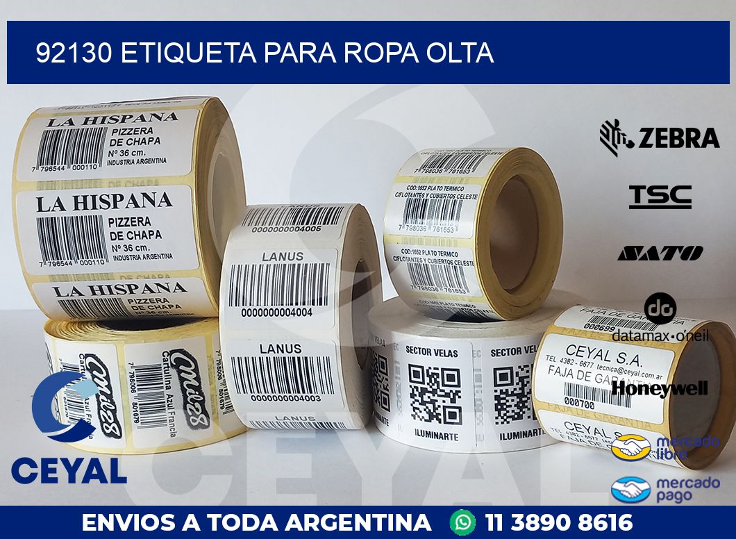 92130 ETIQUETA PARA ROPA OLTA