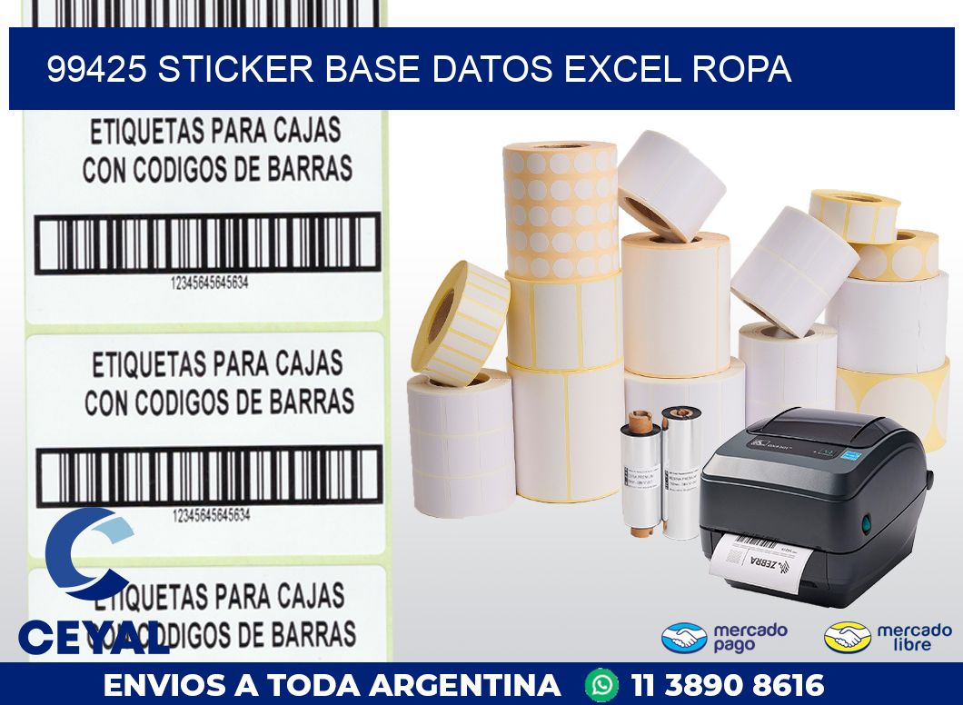 99425 sticker base datos excel ropa