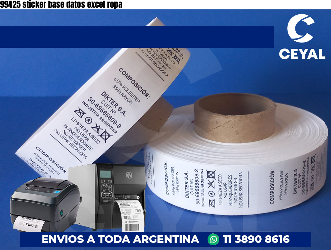 99425 sticker base datos excel ropa