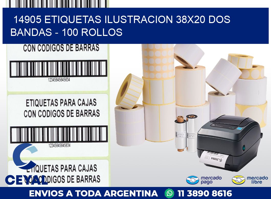 14905 ETIQUETAS ILUSTRACION 38X20 DOS BANDAS - 100 ROLLOS