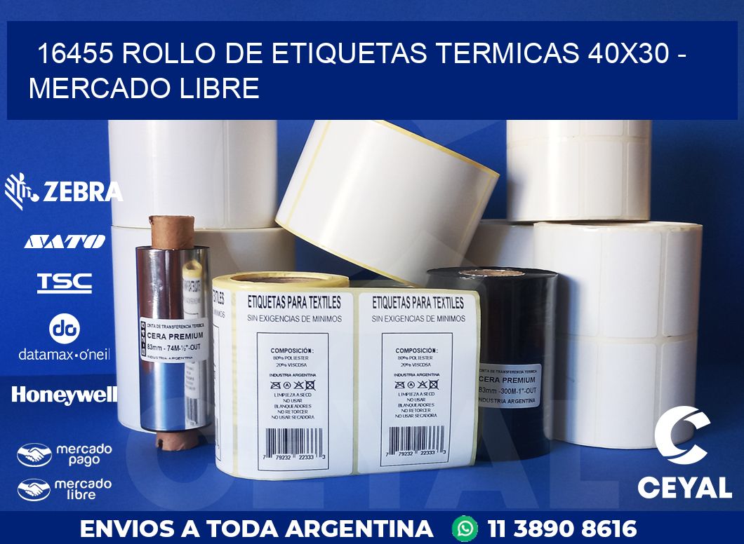 16455 ROLLO DE ETIQUETAS TERMICAS 40X30 - MERCADO LIBRE