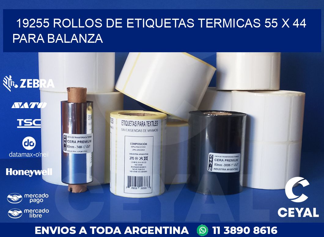 19255 ROLLOS DE ETIQUETAS TERMICAS 55 X 44 PARA BALANZA