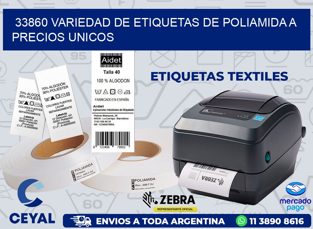 33860 VARIEDAD DE ETIQUETAS DE POLIAMIDA A PRECIOS UNICOS