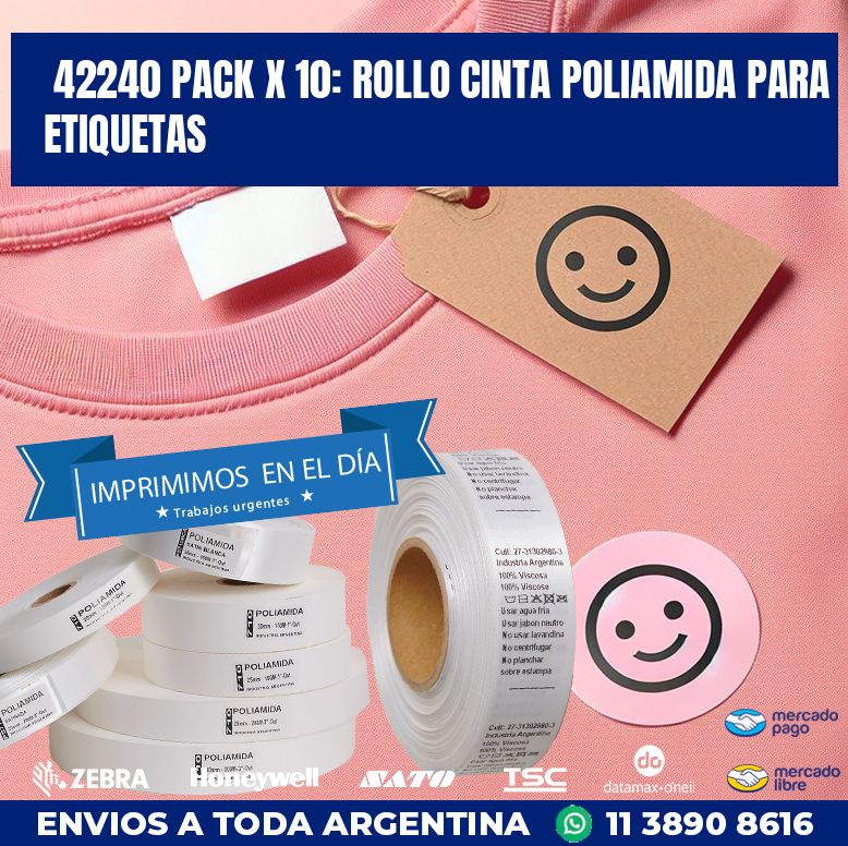 42240 PACK X 10: ROLLO CINTA POLIAMIDA PARA ETIQUETAS