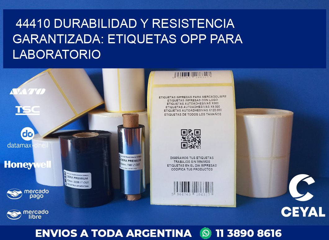 44410 DURABILIDAD Y RESISTENCIA GARANTIZADA: ETIQUETAS OPP PARA LABORATORIO