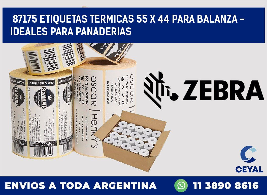 87175 ETIQUETAS TERMICAS 55 X 44 PARA BALANZA - IDEALES PARA PANADERIAS