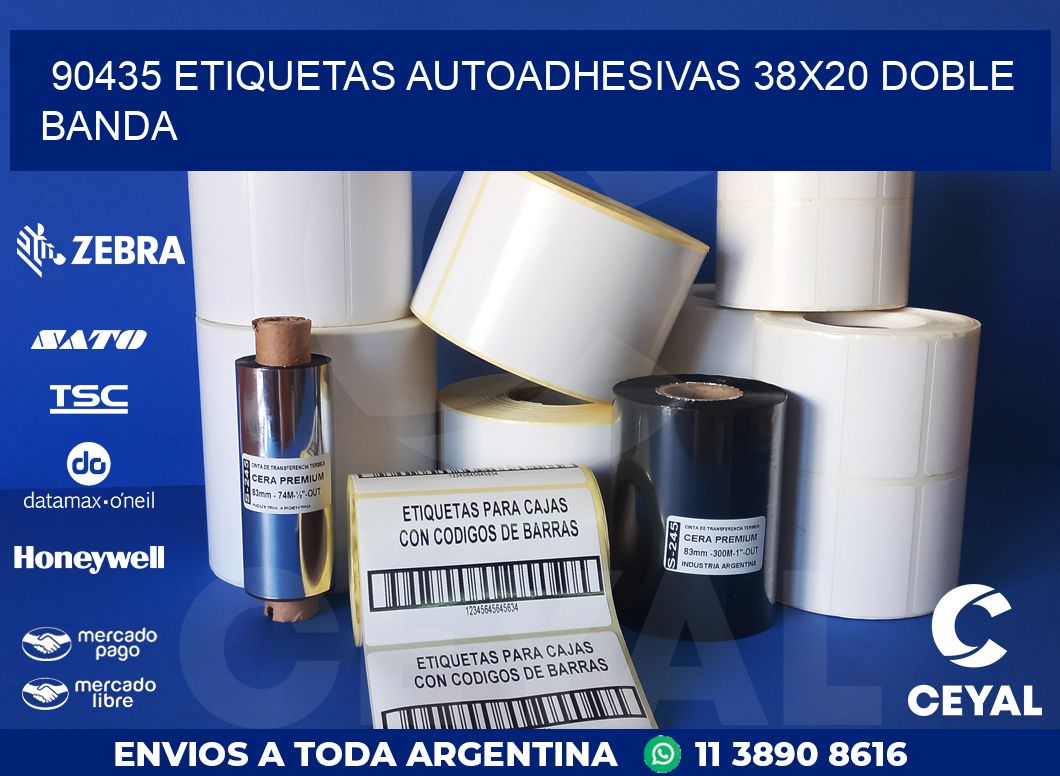 90435 ETIQUETAS AUTOADHESIVAS 38X20 DOBLE BANDA