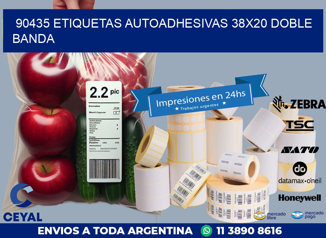 90435 ETIQUETAS AUTOADHESIVAS 38X20 DOBLE BANDA