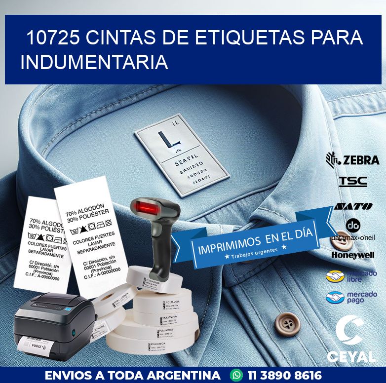 10725 CINTAS DE ETIQUETAS PARA INDUMENTARIA