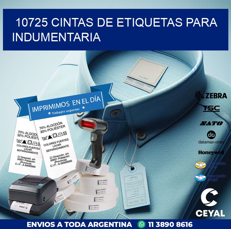 10725 CINTAS DE ETIQUETAS PARA INDUMENTARIA