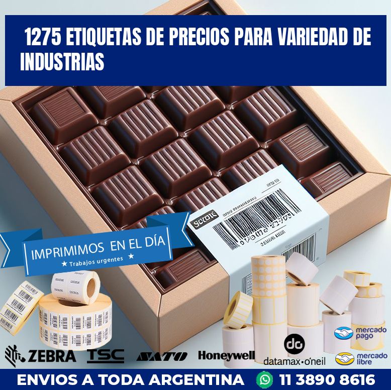 1275 ETIQUETAS DE PRECIOS PARA VARIEDAD DE INDUSTRIAS