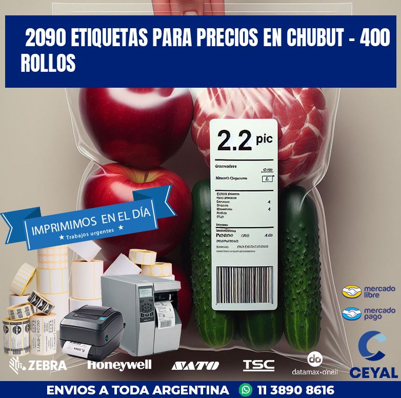 2090 ETIQUETAS PARA PRECIOS EN CHUBUT - 400 ROLLOS