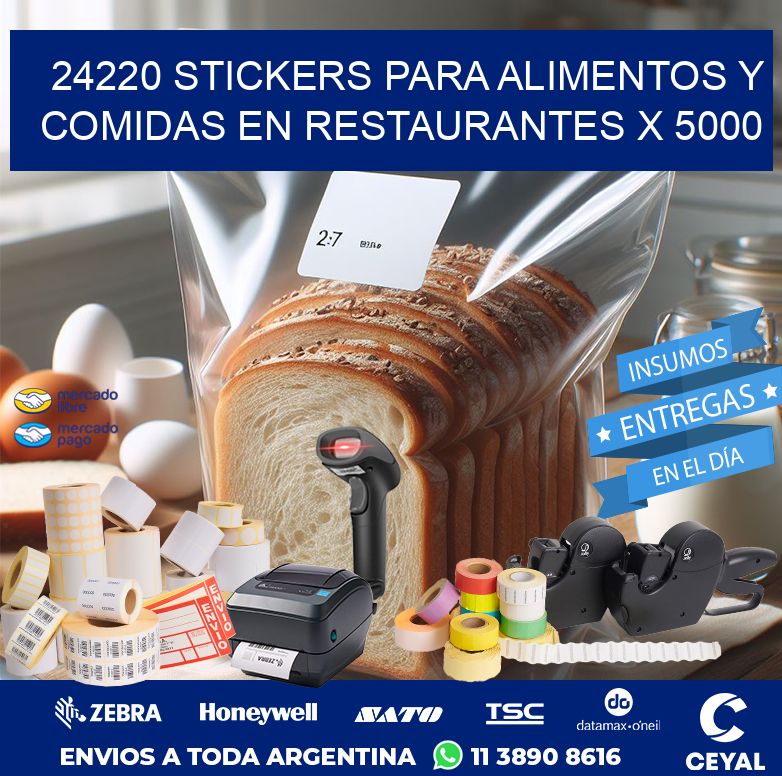 24220 STICKERS PARA ALIMENTOS Y COMIDAS EN RESTAURANTES X 5000