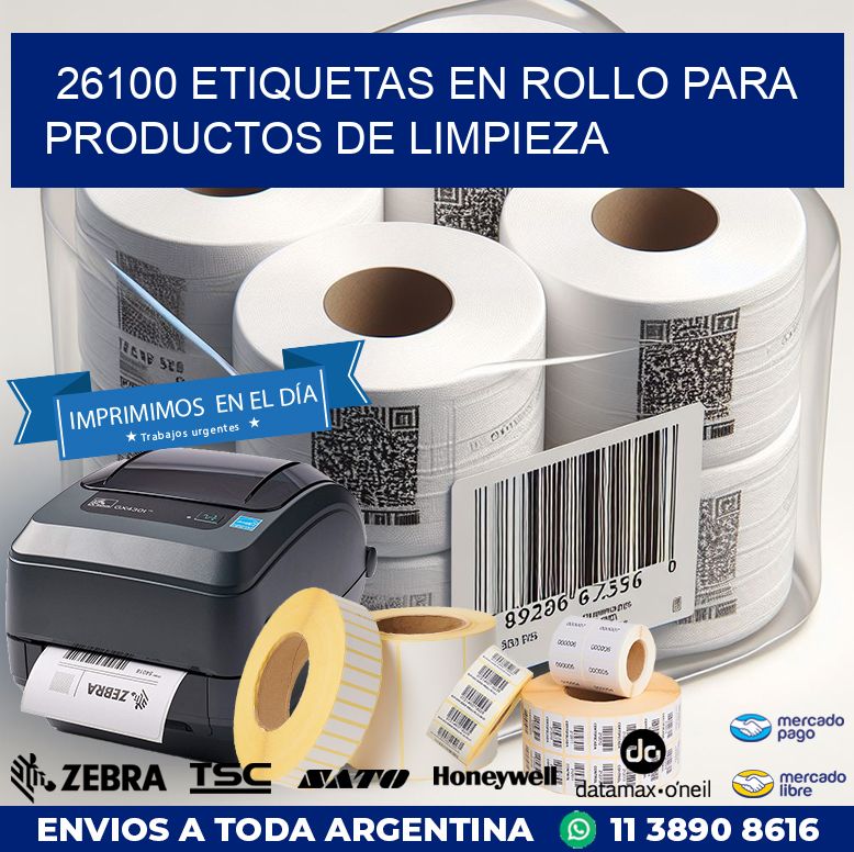 26100 ETIQUETAS EN ROLLO PARA PRODUCTOS DE LIMPIEZA