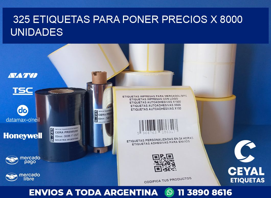 325 ETIQUETAS PARA PONER PRECIOS X 8000 UNIDADES