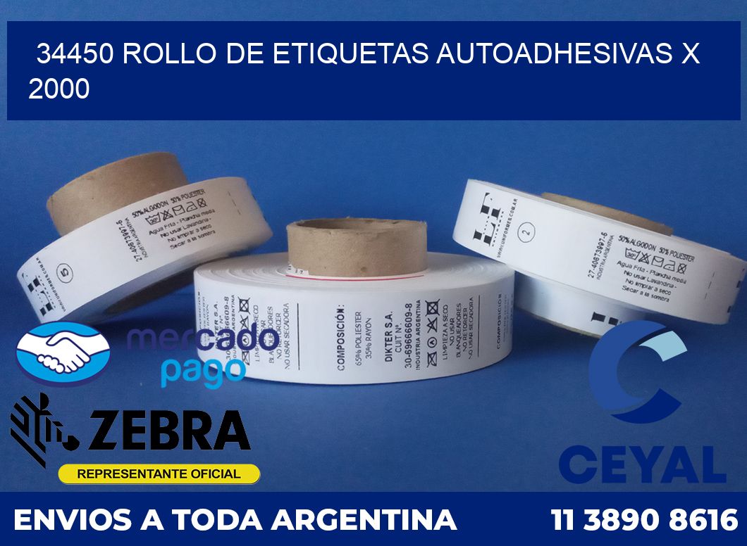 34450 ROLLO DE ETIQUETAS AUTOADHESIVAS X 2000