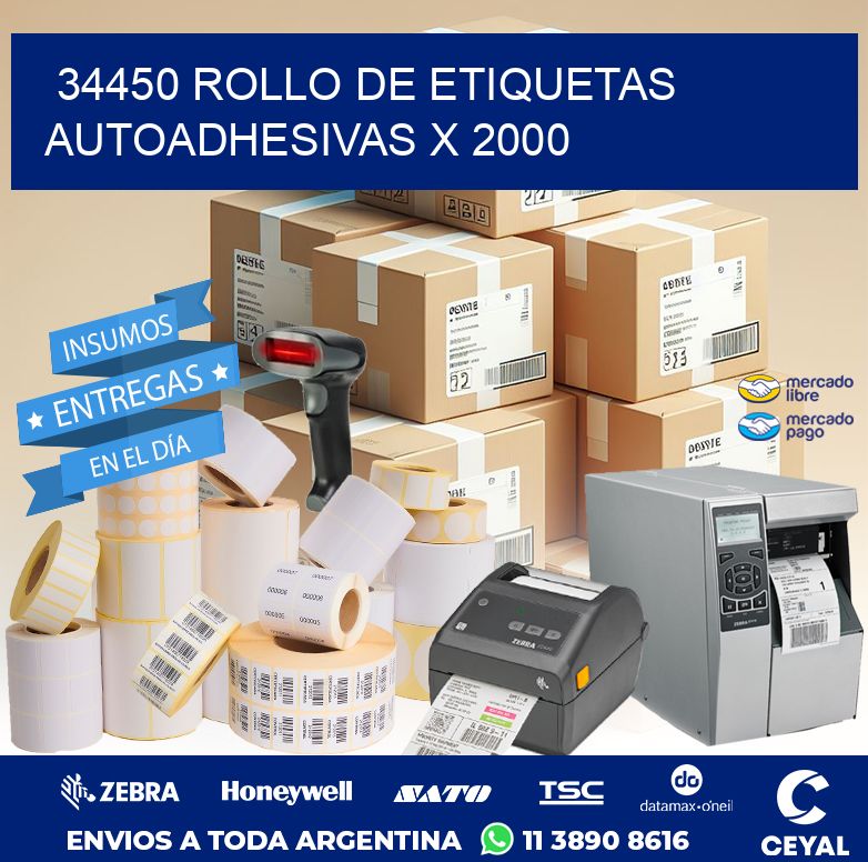 34450 ROLLO DE ETIQUETAS AUTOADHESIVAS X 2000
