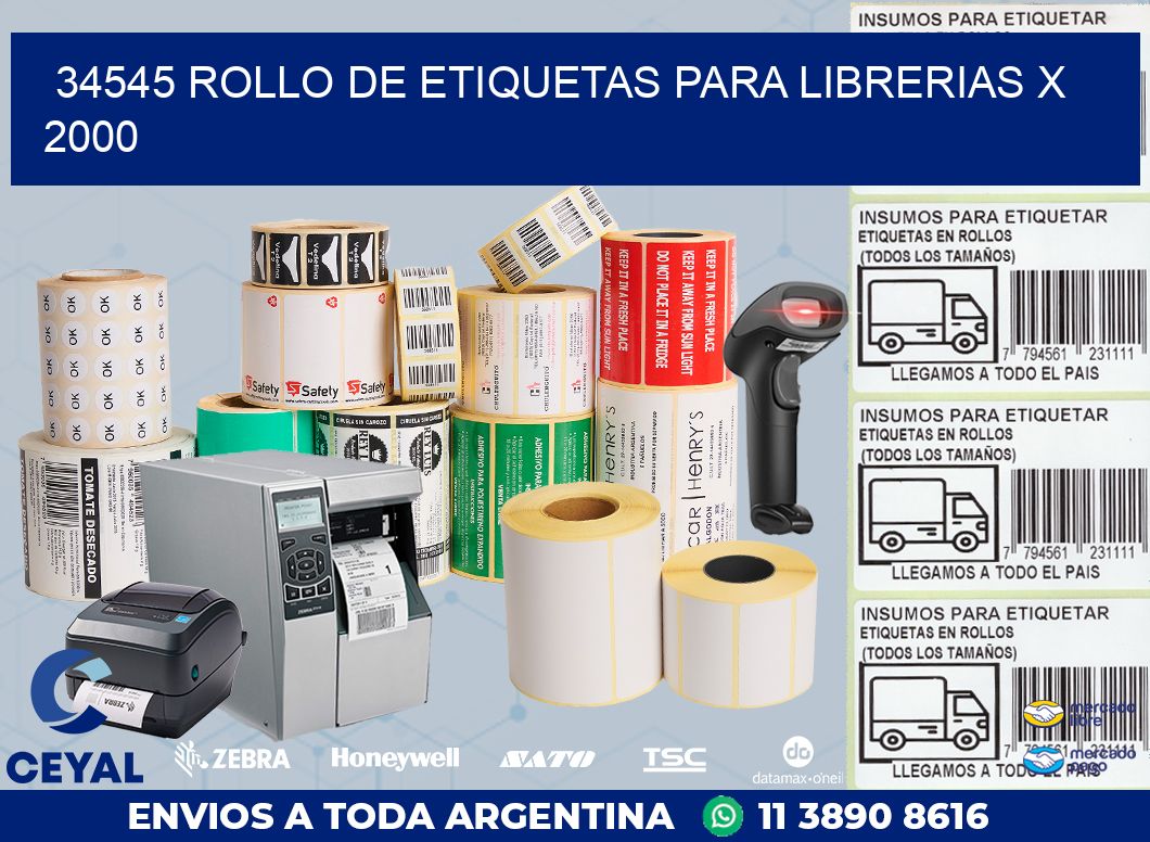 34545 ROLLO DE ETIQUETAS PARA LIBRERIAS X 2000