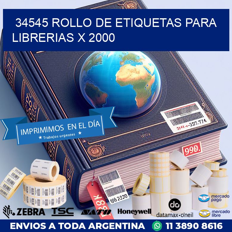 34545 ROLLO DE ETIQUETAS PARA LIBRERIAS X 2000
