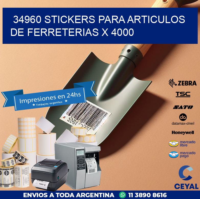 34960 STICKERS PARA ARTICULOS DE FERRETERIAS X 4000