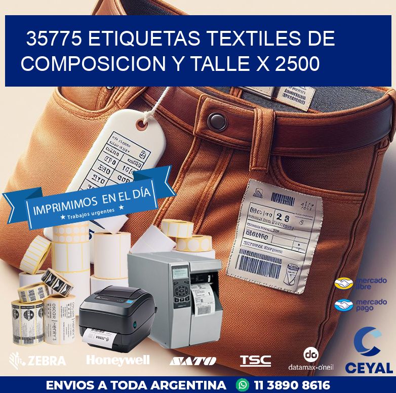 35775 ETIQUETAS TEXTILES DE COMPOSICION Y TALLE X 2500