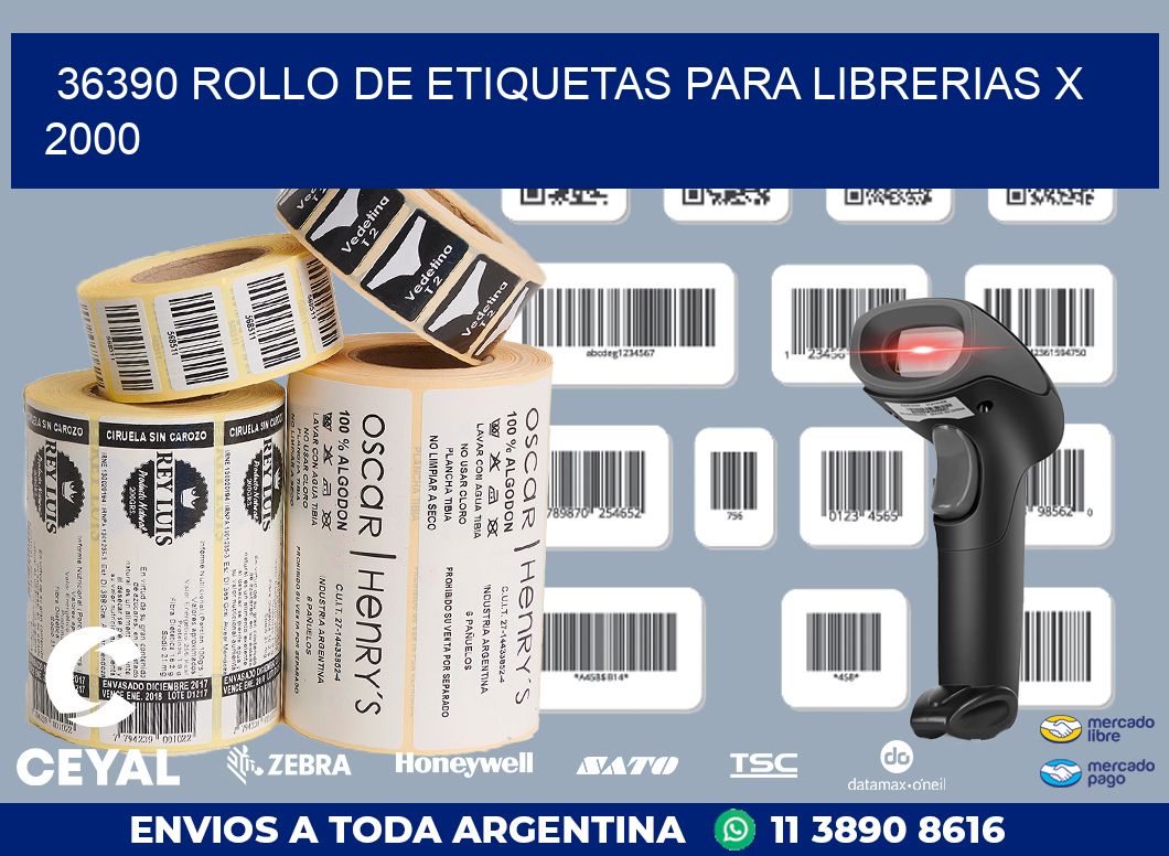 36390 ROLLO DE ETIQUETAS PARA LIBRERIAS X 2000