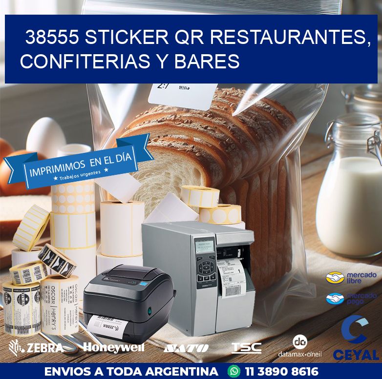 38555 STICKER QR RESTAURANTES, CONFITERIAS Y BARES