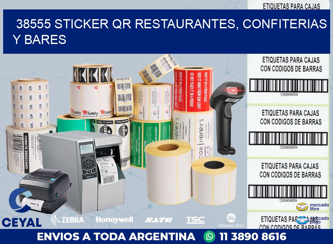 38555 STICKER QR RESTAURANTES, CONFITERIAS Y BARES