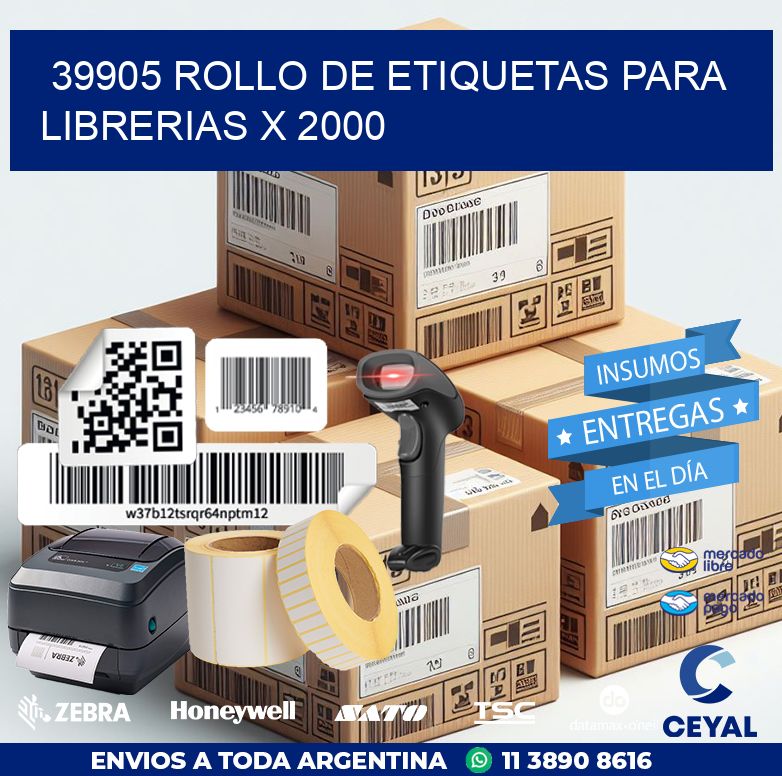 39905 ROLLO DE ETIQUETAS PARA LIBRERIAS X 2000