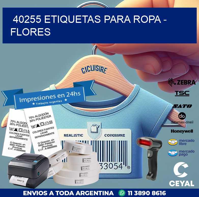40255 ETIQUETAS PARA ROPA - FLORES