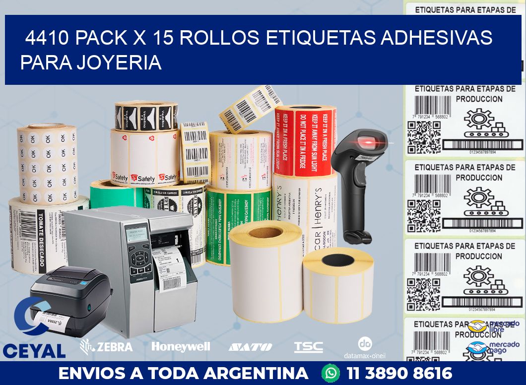 4410 PACK X 15 ROLLOS ETIQUETAS ADHESIVAS PARA JOYERIA