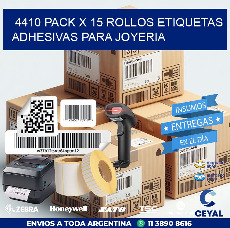 4410 PACK X 15 ROLLOS ETIQUETAS ADHESIVAS PARA JOYERIA