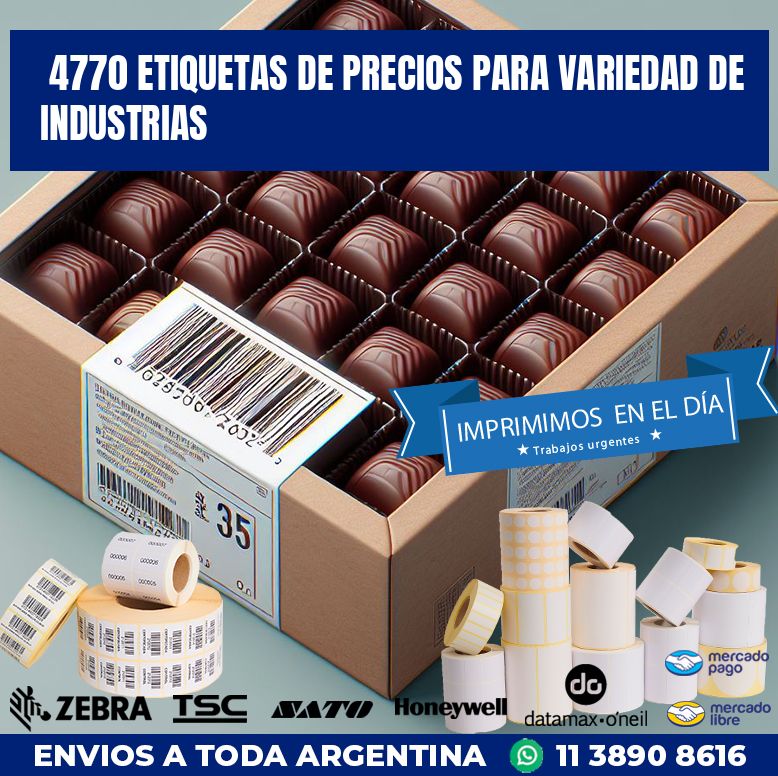 4770 ETIQUETAS DE PRECIOS PARA VARIEDAD DE INDUSTRIAS