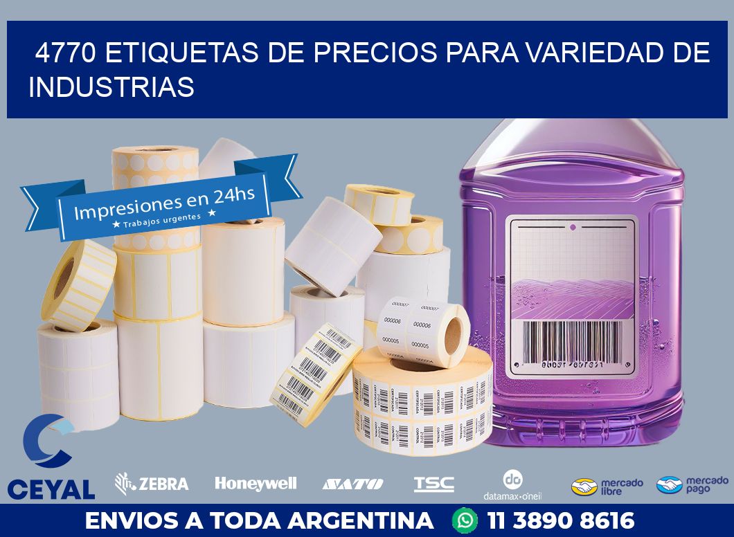 4770 ETIQUETAS DE PRECIOS PARA VARIEDAD DE INDUSTRIAS