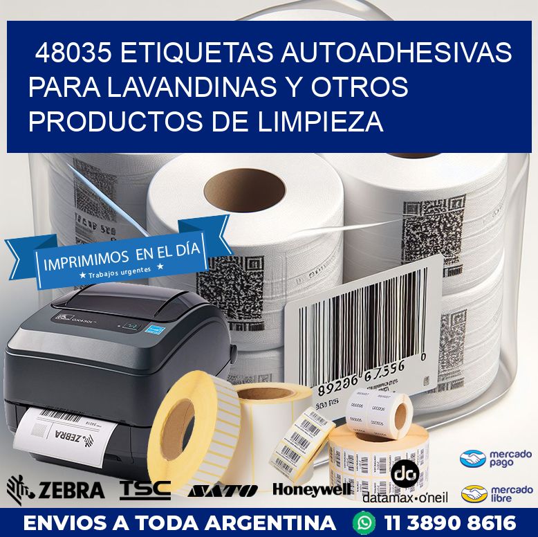48035 ETIQUETAS AUTOADHESIVAS PARA LAVANDINAS Y OTROS PRODUCTOS DE LIMPIEZA