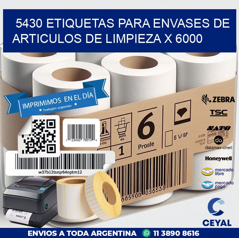 5430 ETIQUETAS PARA ENVASES DE ARTICULOS DE LIMPIEZA X 6000
