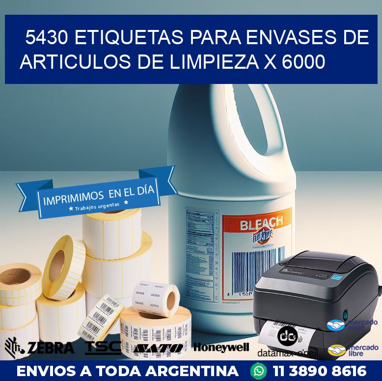 5430 ETIQUETAS PARA ENVASES DE ARTICULOS DE LIMPIEZA X 6000