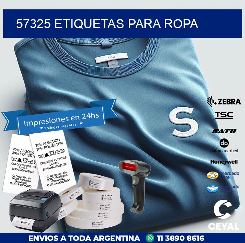 57325 ETIQUETAS PARA ROPA