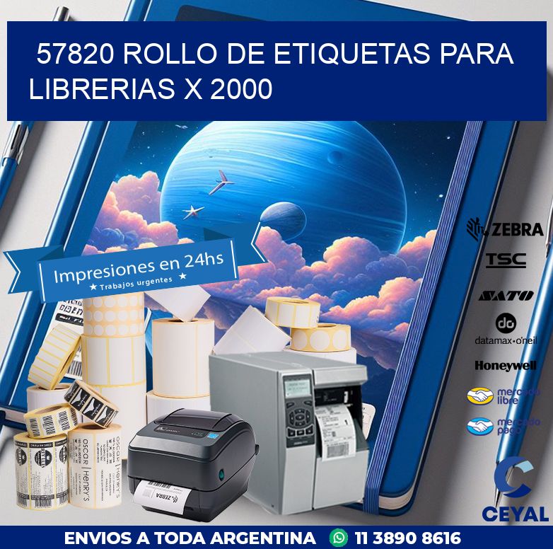 57820 ROLLO DE ETIQUETAS PARA LIBRERIAS X 2000