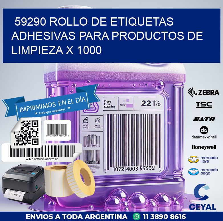 59290 ROLLO DE ETIQUETAS ADHESIVAS PARA PRODUCTOS DE LIMPIEZA X 1000