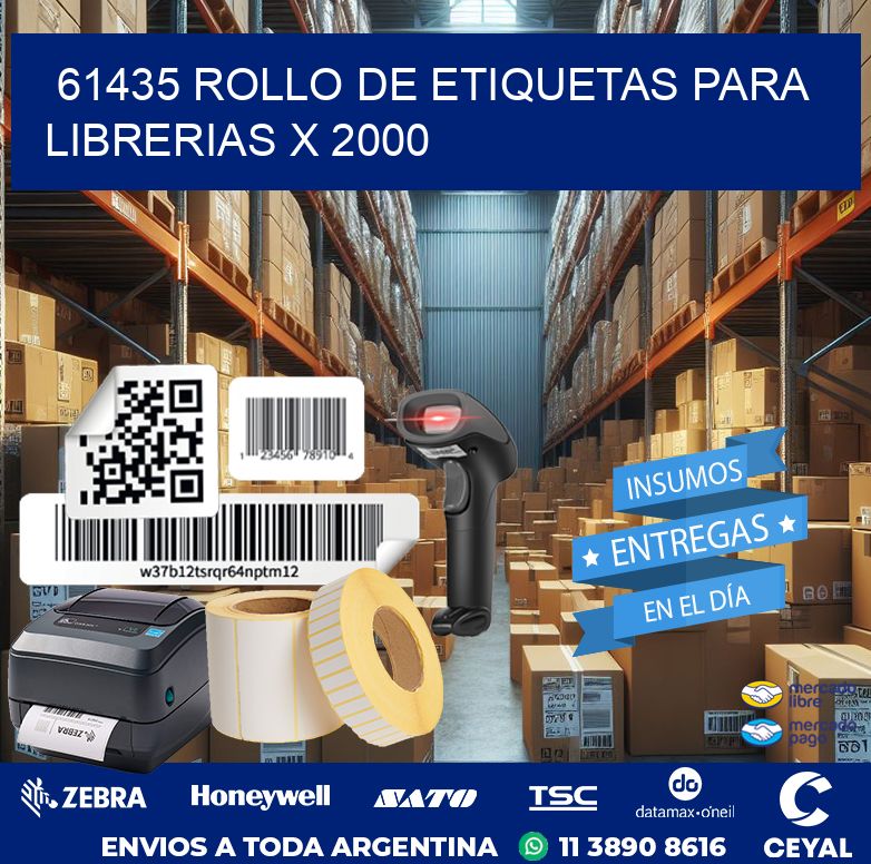 61435 ROLLO DE ETIQUETAS PARA LIBRERIAS X 2000