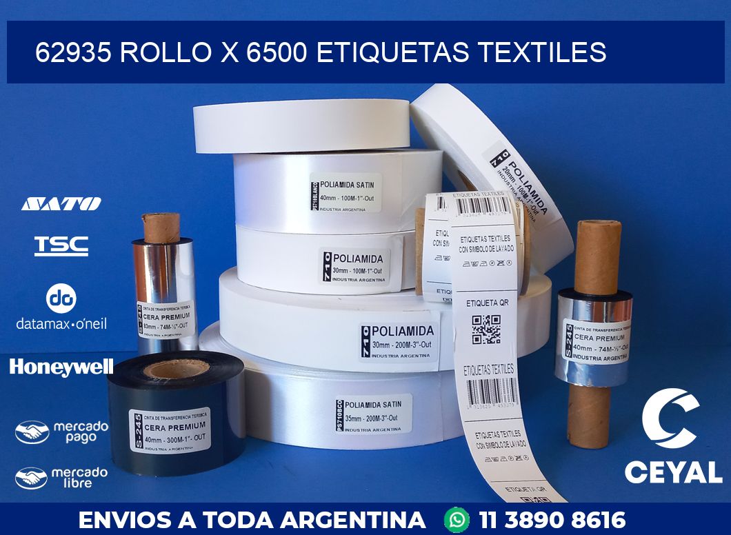 62935 ROLLO X 6500 ETIQUETAS TEXTILES