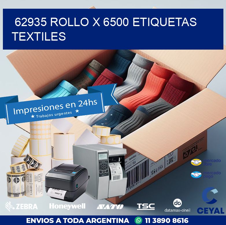 62935 ROLLO X 6500 ETIQUETAS TEXTILES