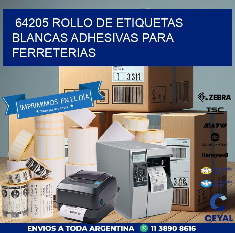 64205 ROLLO DE ETIQUETAS BLANCAS ADHESIVAS PARA FERRETERIAS