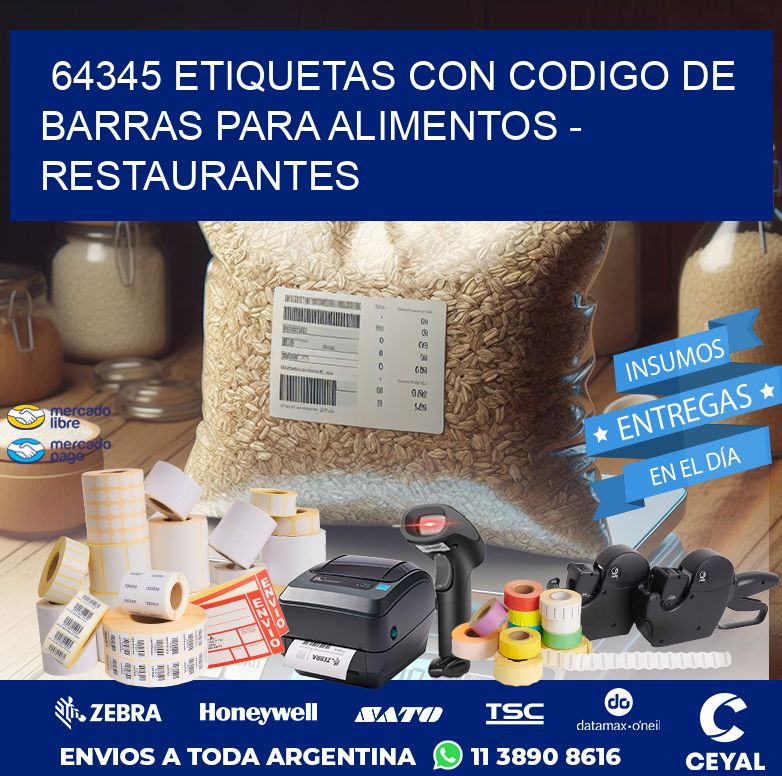 64345 ETIQUETAS CON CODIGO DE BARRAS PARA ALIMENTOS - RESTAURANTES